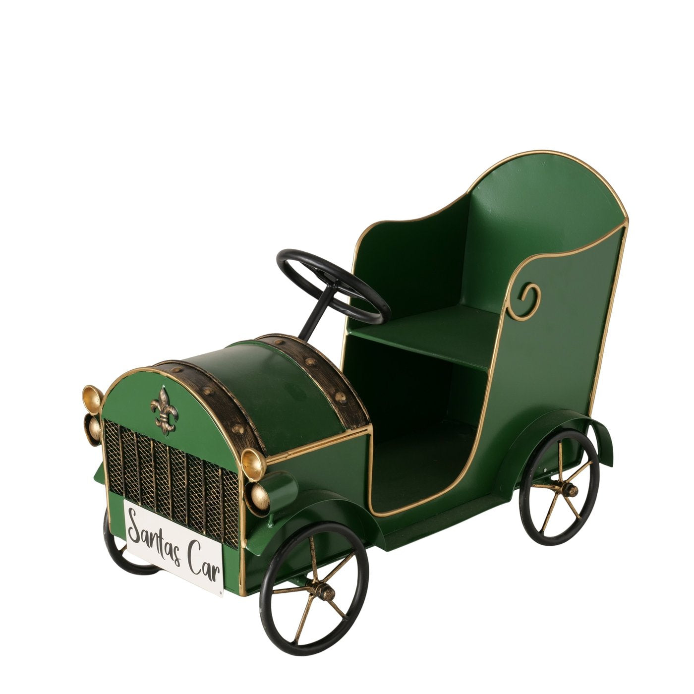 Sant Auto Lizzy Weihnachtsauto Dekoaufsteller Metall Handarbeit 51cm