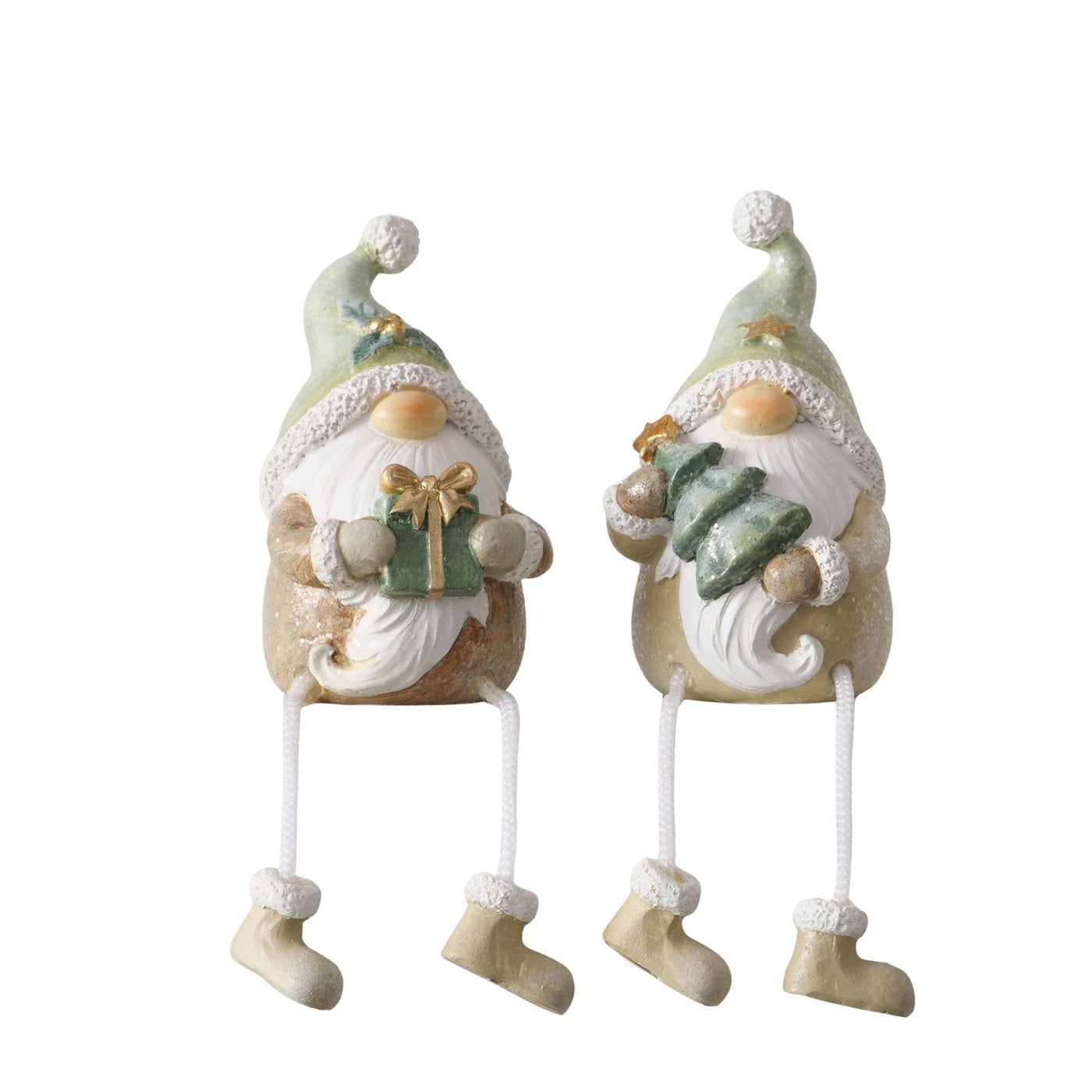 Kantenhocker Lazaro 2er Set Wichtel gruen weiss aus Kunstharz