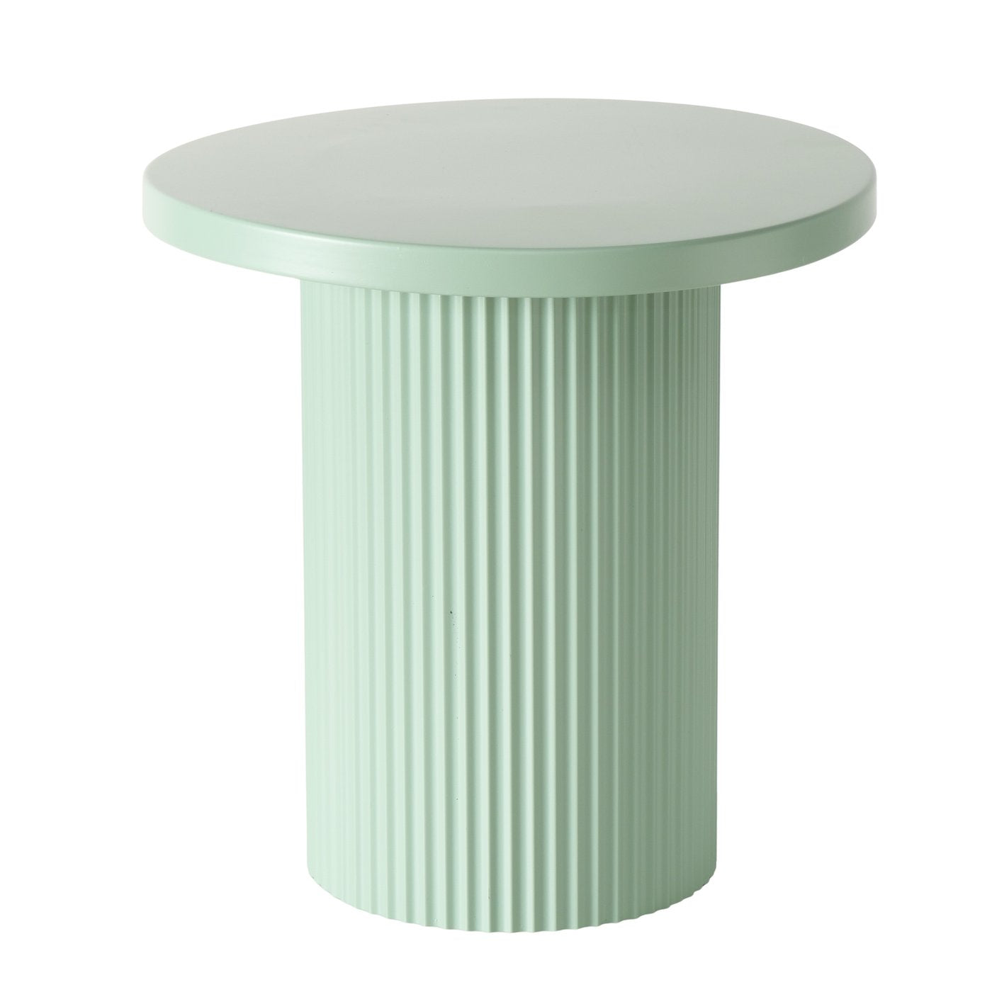 Design Couchtisch Milo Rund Metall Mintgrün Rillenoptik 40 cm