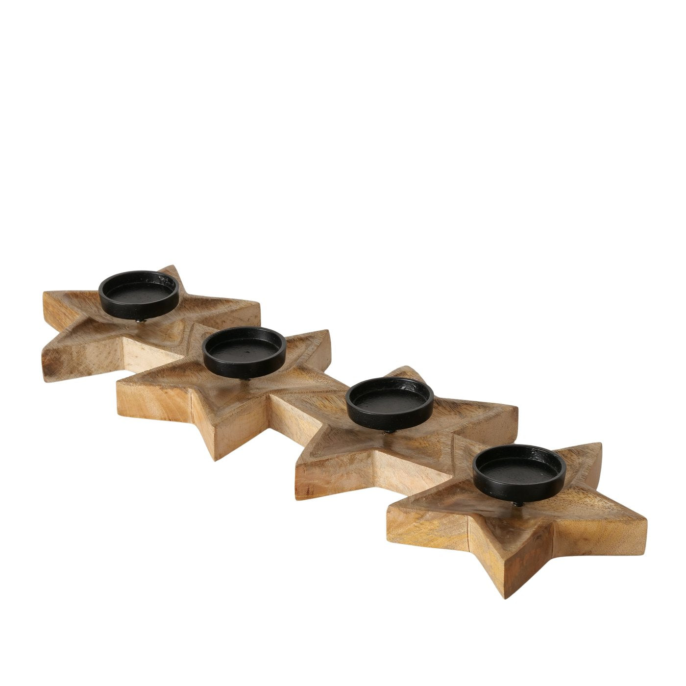 Teelichthalter Holz Asteria Stern aus Mangoholz für 4 Teelichter