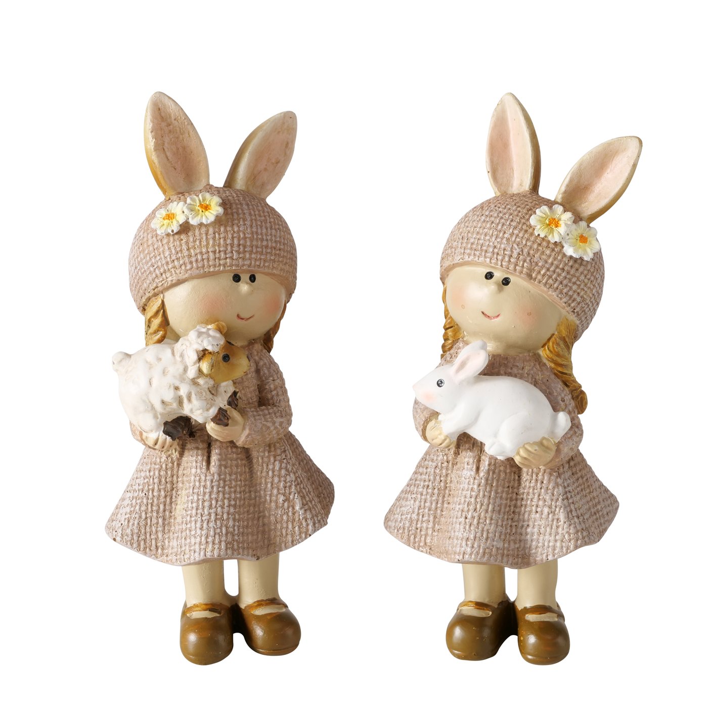Dekofigur Set Livia Mädchen mit Hase und Schaf 2er Set 12cm