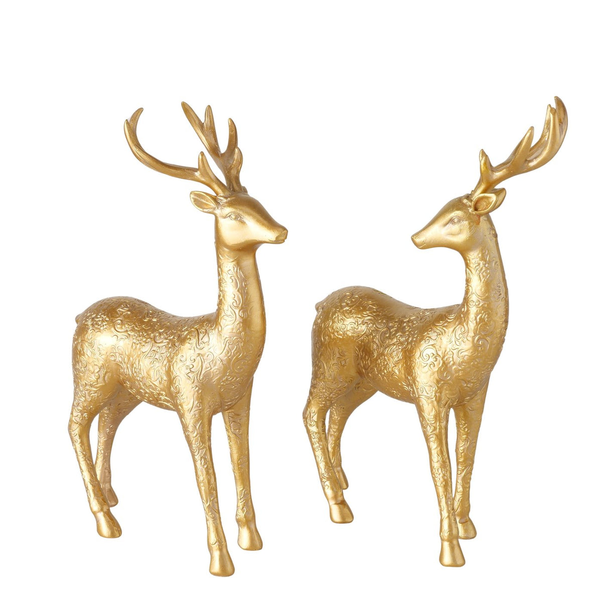Dekofiguren Pete Hirsch gold 2er Set 21,5 cm