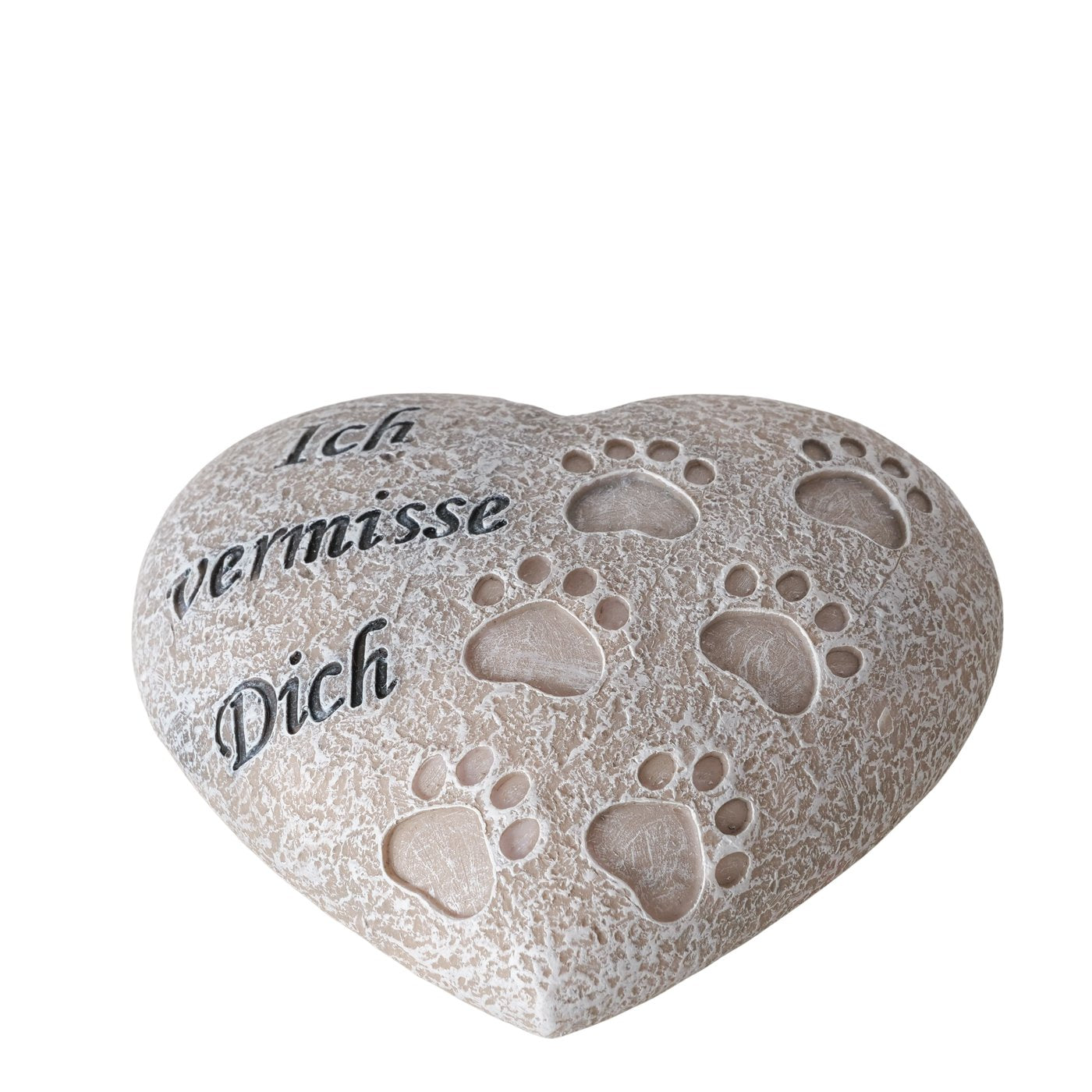 Grabdeko Tristeza Herz Grau Pfotenabdrücke Handarbeit Outdoor Katze Katzenpfoten