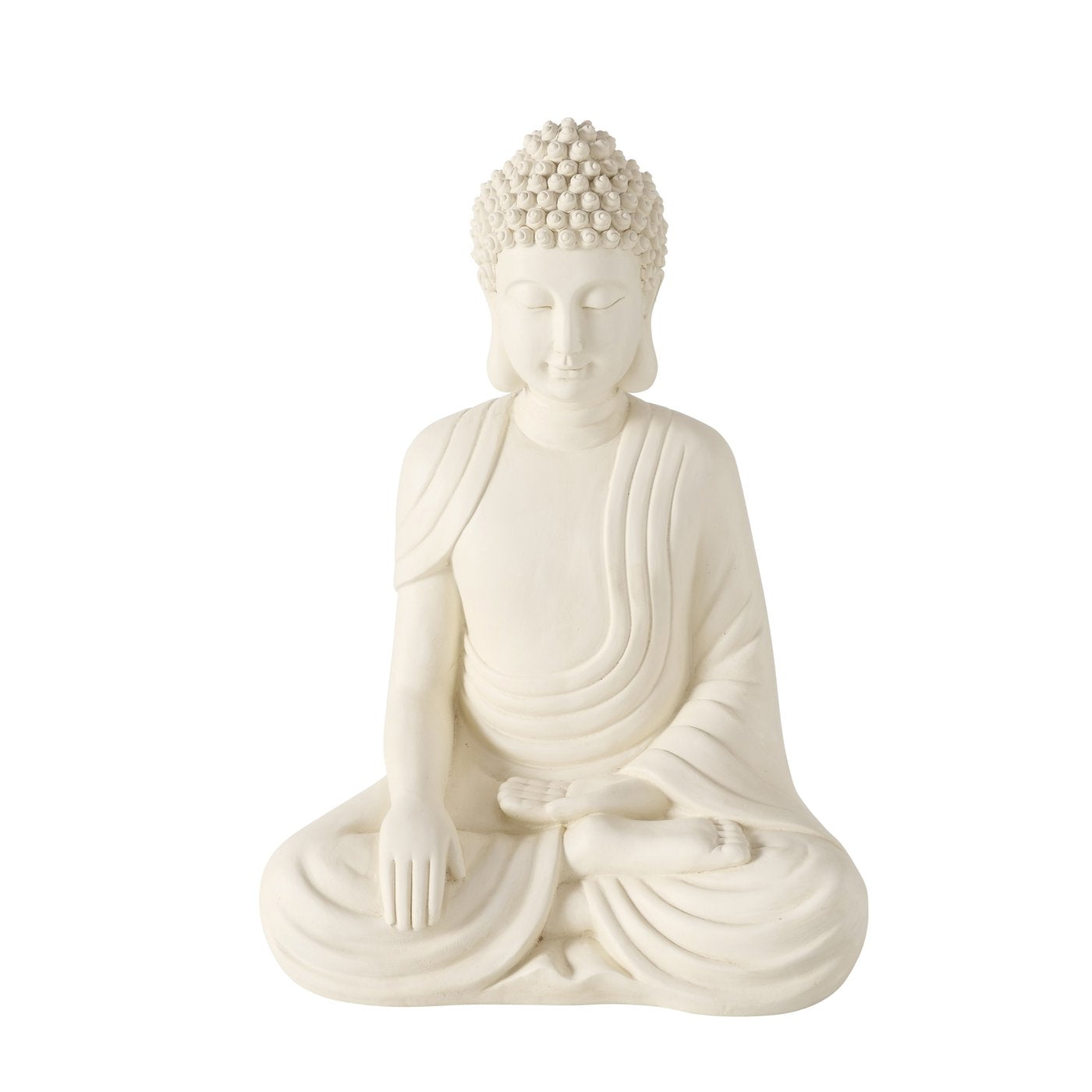 Buddha Figur Serenity 30 cm Cremeweiß Matt