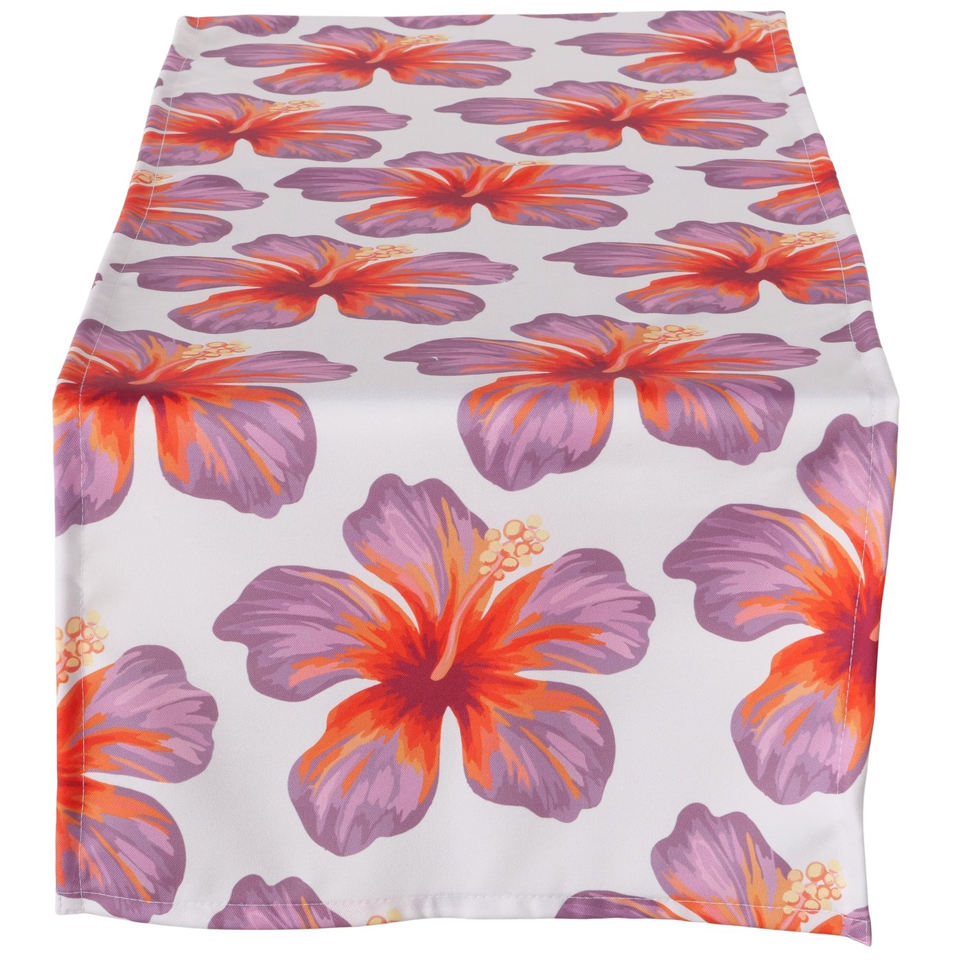 Tischläufer Hibiscus Polyester Beige Violett Floral Tischdekoration