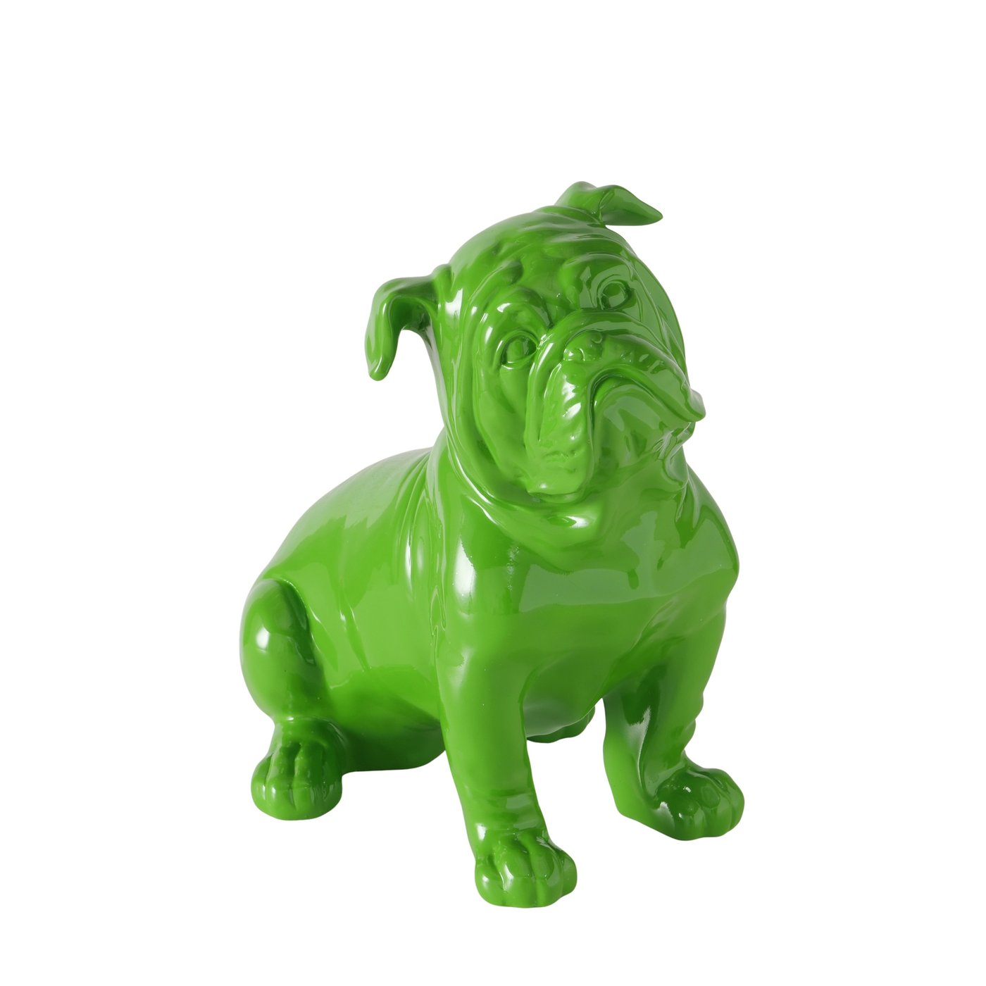 Bully Figur Grün Glanzoptik 32cm Handbemalt Deko Hund
