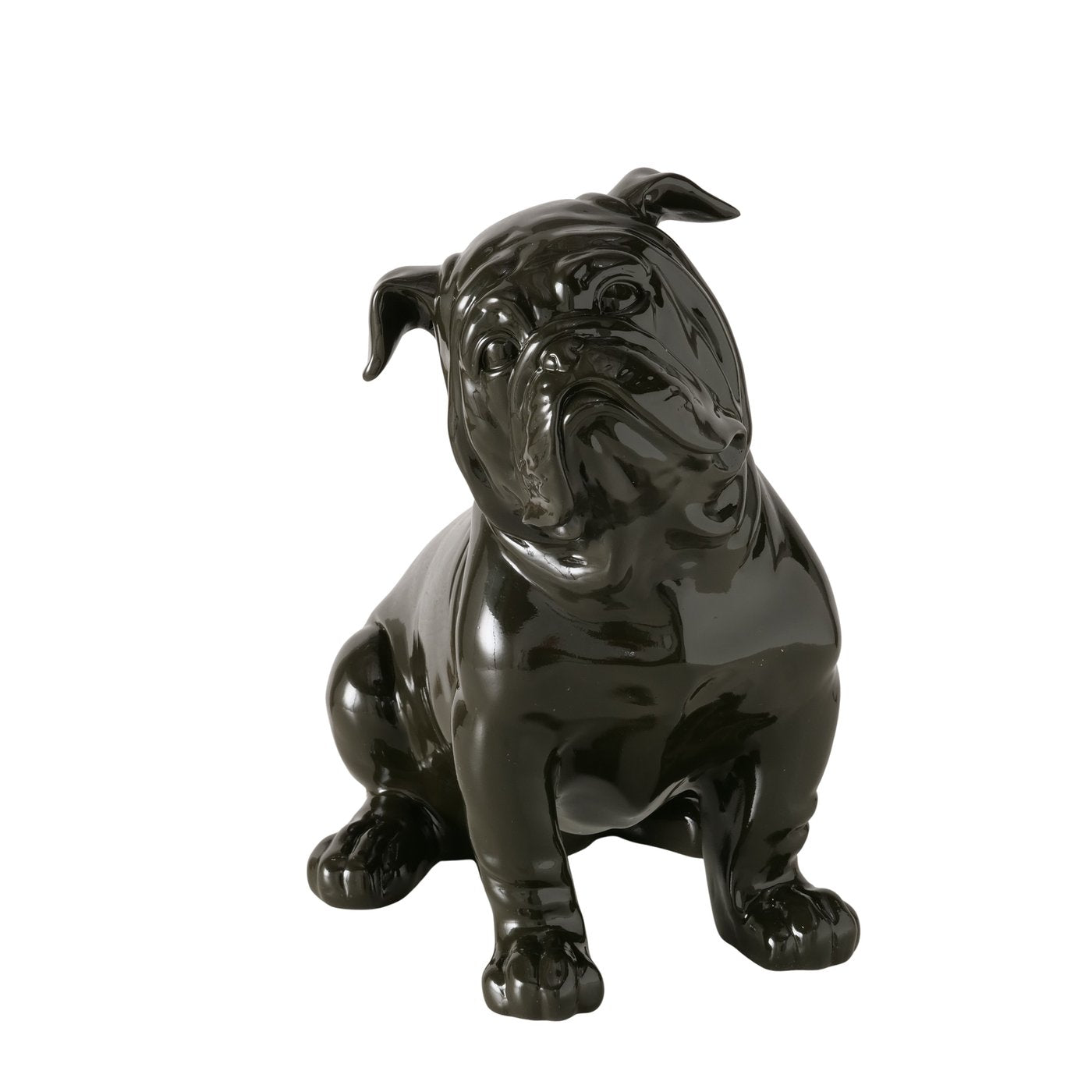 Bully Figur Schwarz Glanzoptik 32cm Handbemalt Deko Hund