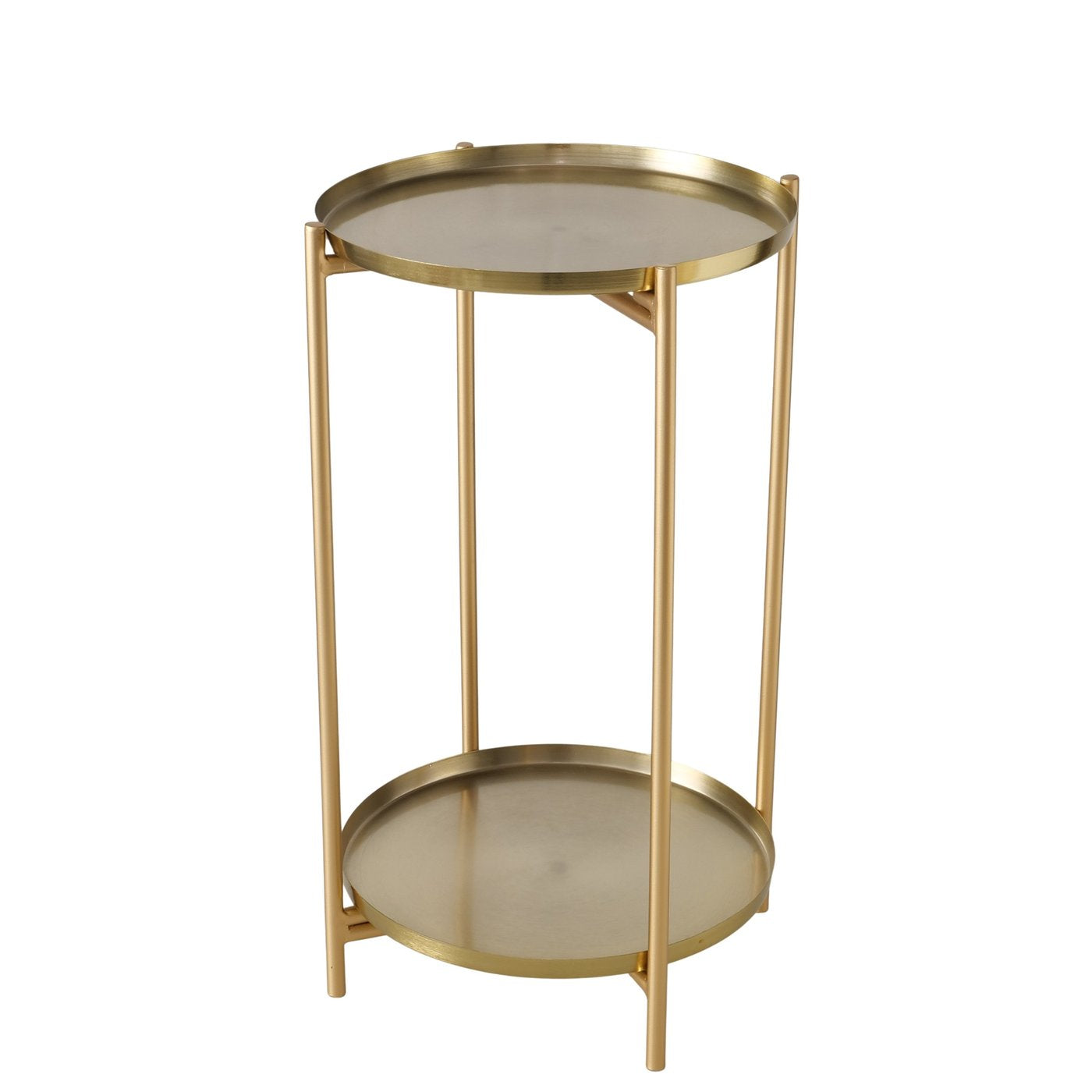 Goldener Beistelltisch Liora – Rund, 2 Ablagen, Metall