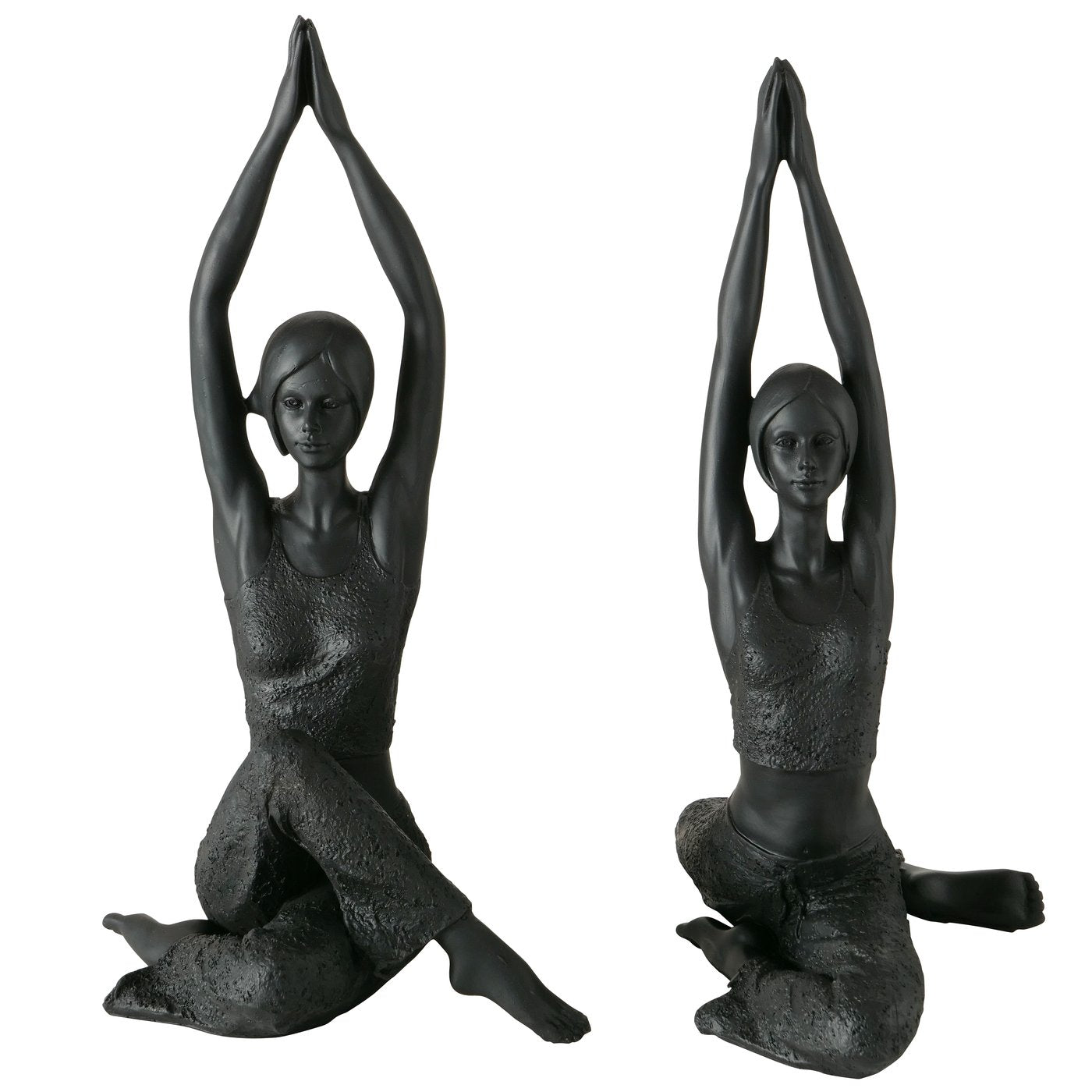 Zenara Duo Yoga Figuren 2er Set Schwarz 40cm Kunstharz Handgefertigt