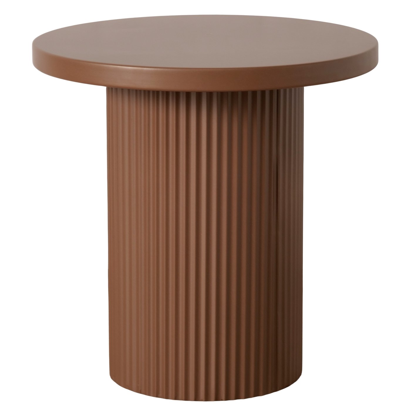 Couchtisch Milo Rund Metall Braun Matt Rillenstruktur 40 cm