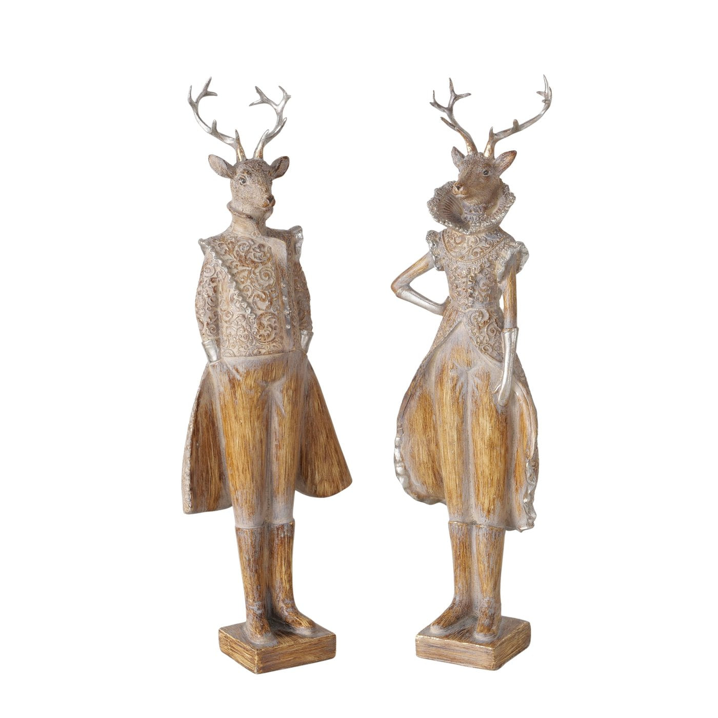 Dekofiguren Elanor Duo Hirschfigur Set Braun Kunstharz 42cm