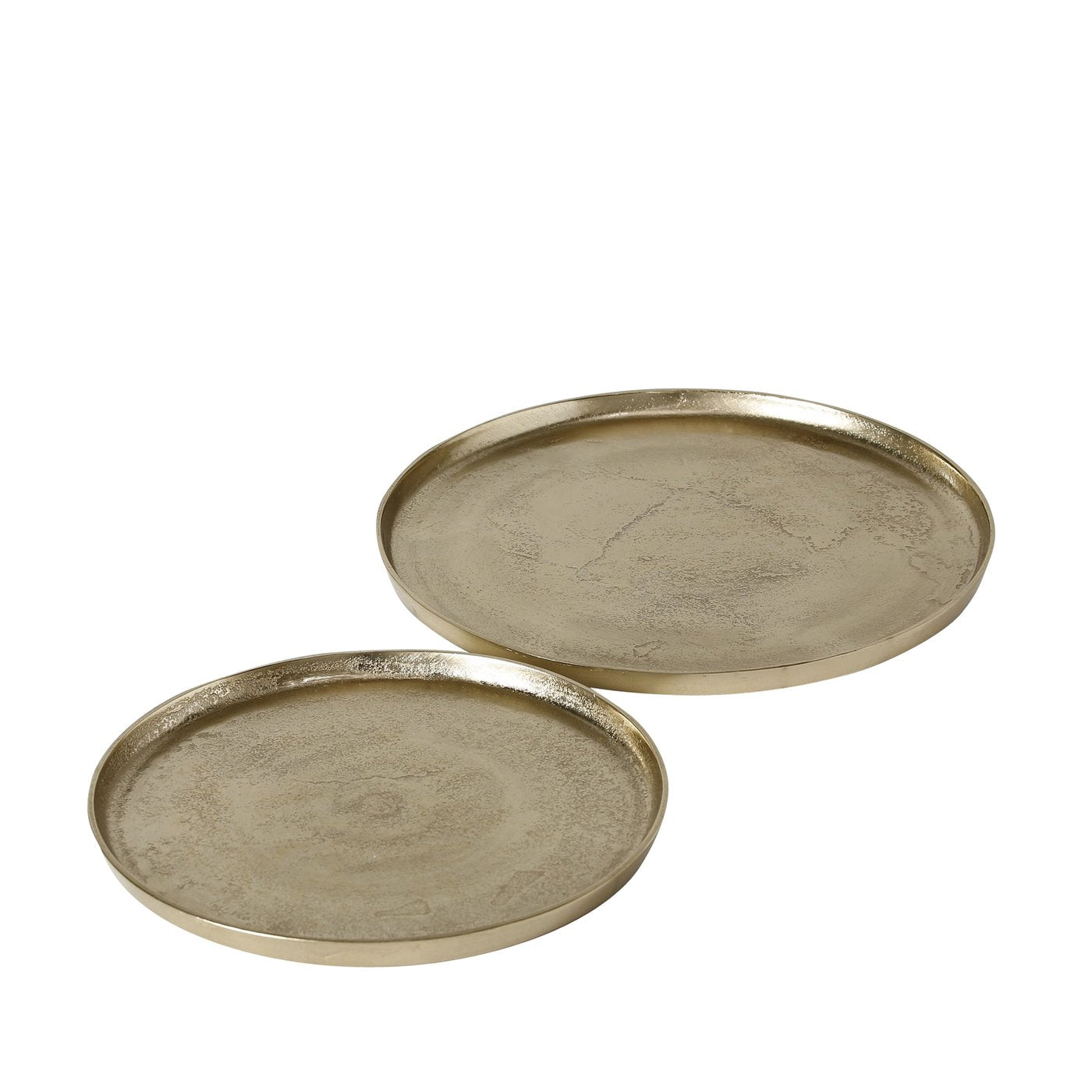 Tablett Set Neska Gold Aluminium Rund 2 teilig