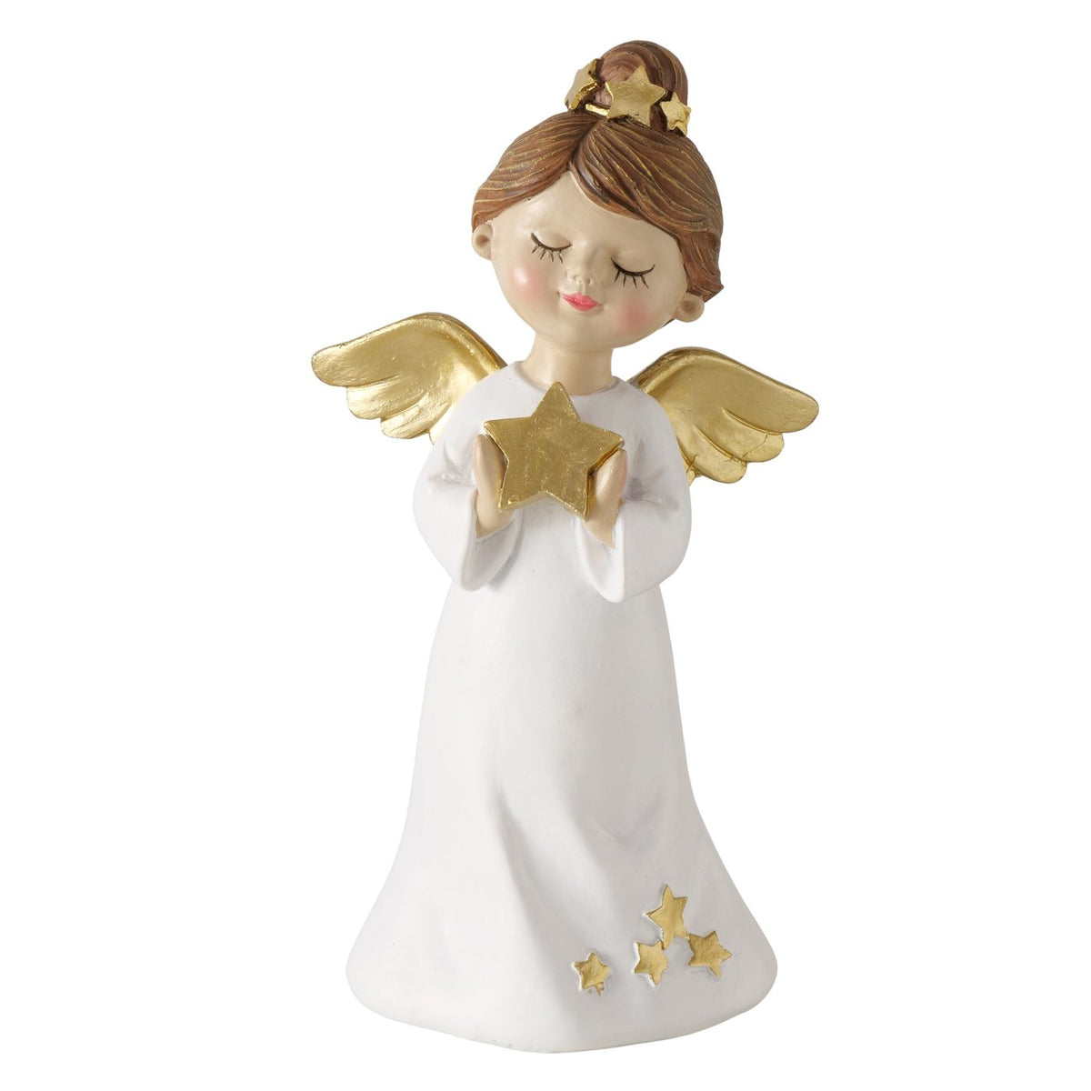 Deko Engel Emiliana Weiß Gold 2er Set 21 cm