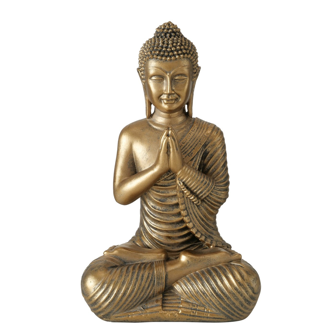 2er Set Buddha Figuren Nirvana in Antikgold 20 cm