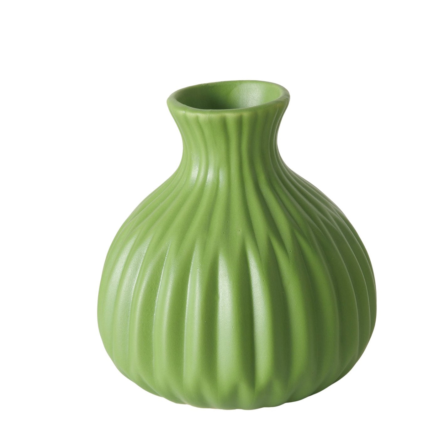 Vase Esko – 3er Set in frischem Grün Keramik Matt Geriffelt
