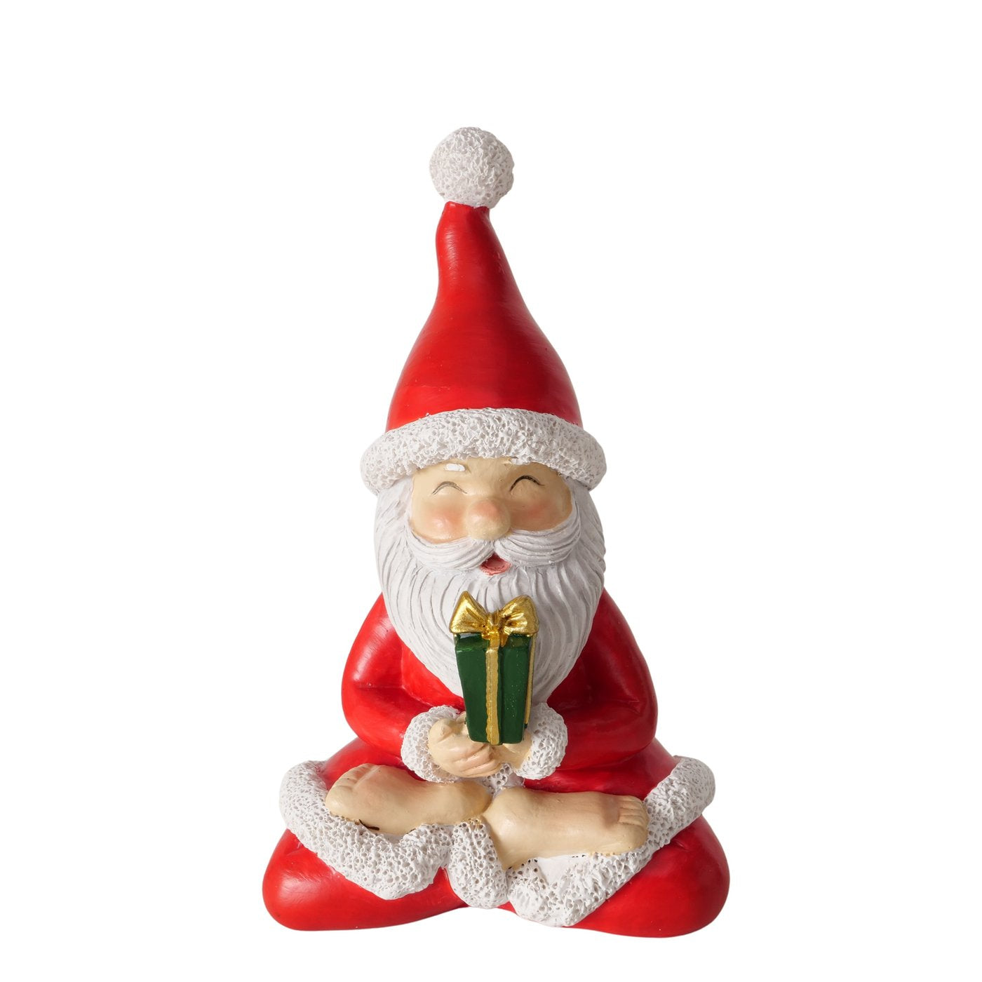 Yoga Santa Weihnachtsmannfigur 3tlg Set Kunstharz Rot Handarbeit Deko