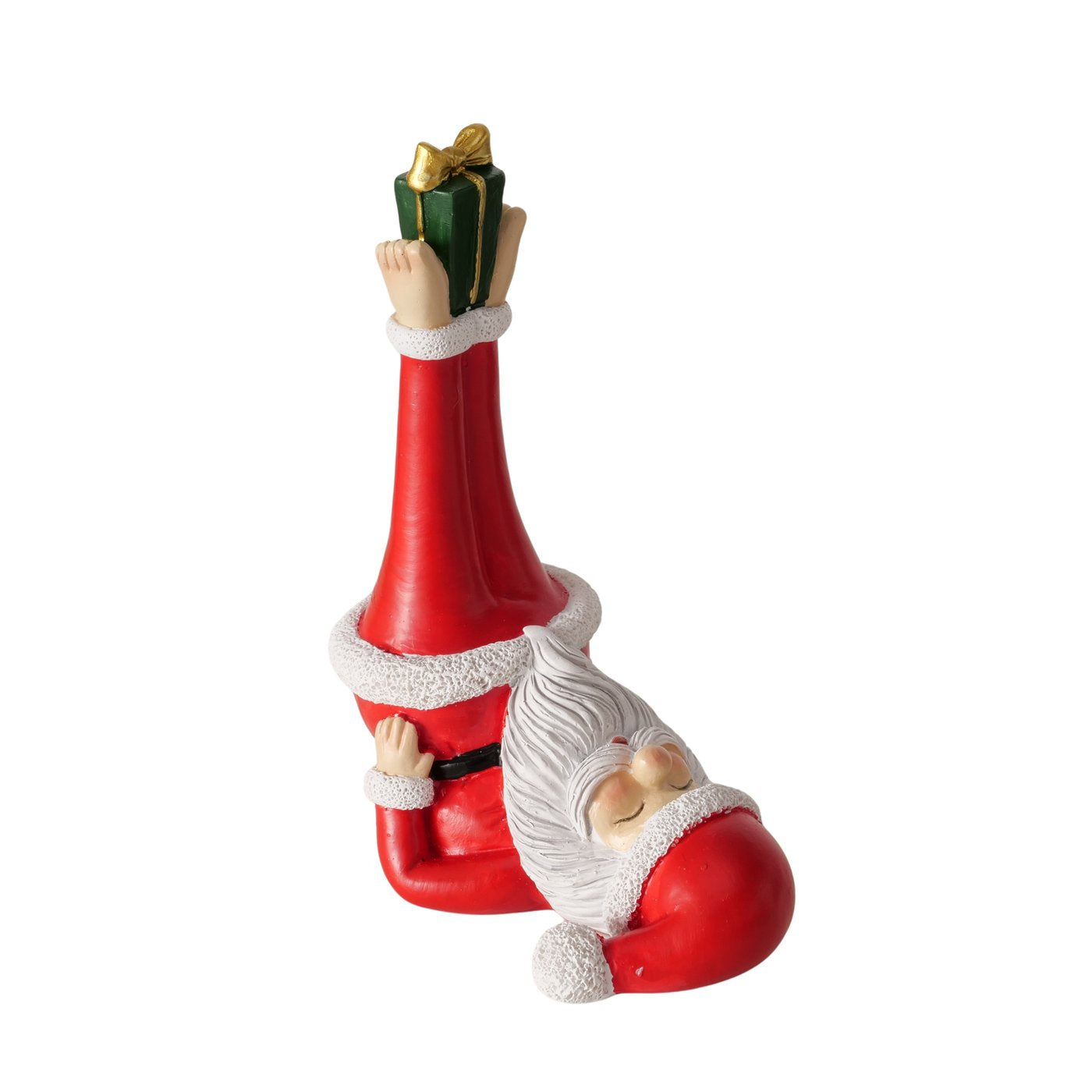 Yoga Santa Weihnachtsmannfigur 3tlg Set Kunstharz Rot Handarbeit Deko