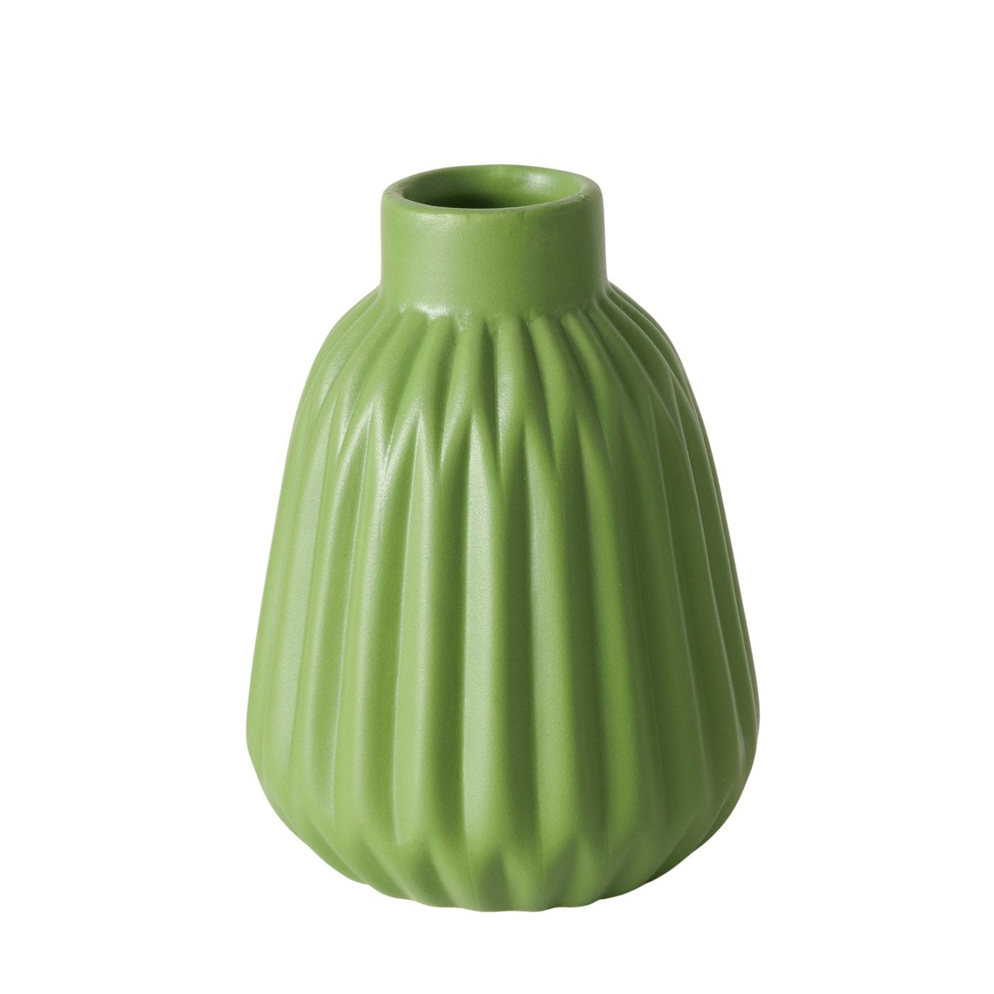 Vase Esko – 3er Set in frischem Grün Keramik Matt Geriffelt