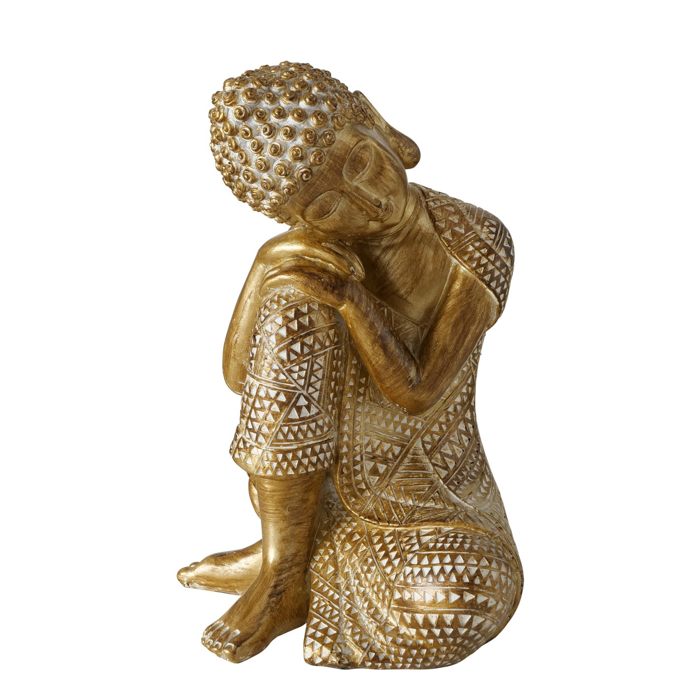 3er Set Buddha Figuren Shanti in Gold 18 cm