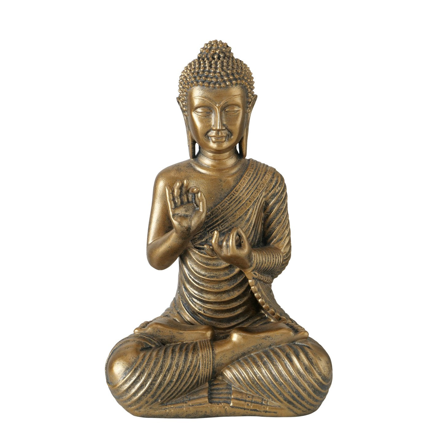 2er Set Buddha Figuren Nirvana in Antikgold 20 cm