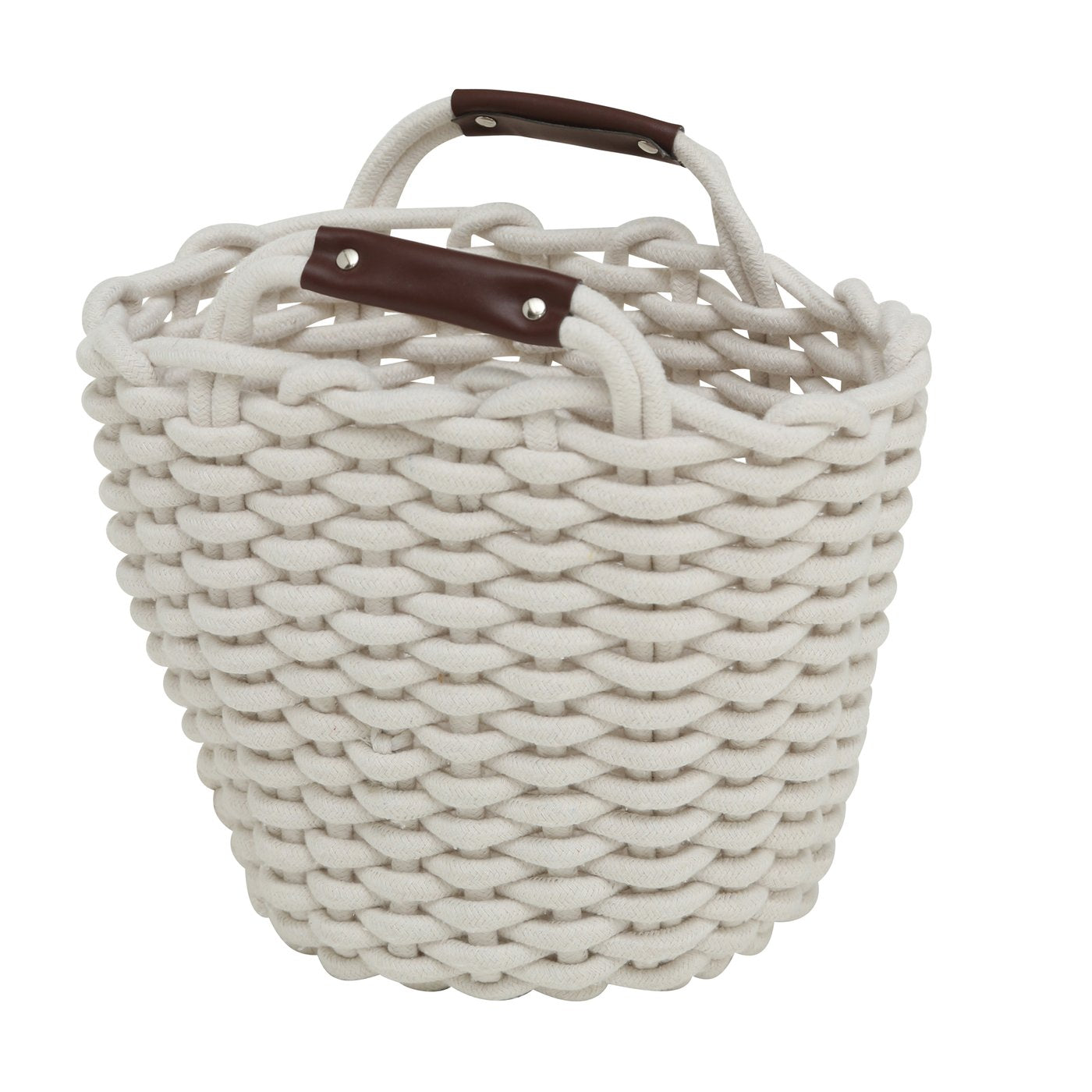 Aufbewahrungskorb Set Cathrin 3tlg Rundkorb Textil mit Ledergriff Dunkelgrau oder Weiß