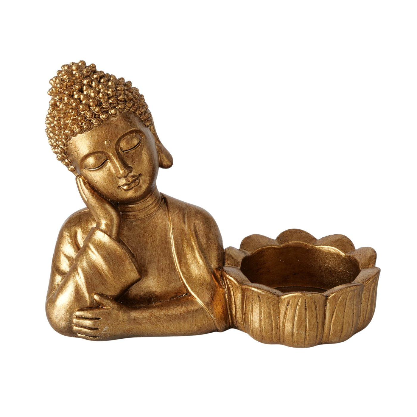 Elegantes 2er Set Teelichthalter Buddha Luxor Gold Glanzoptik
