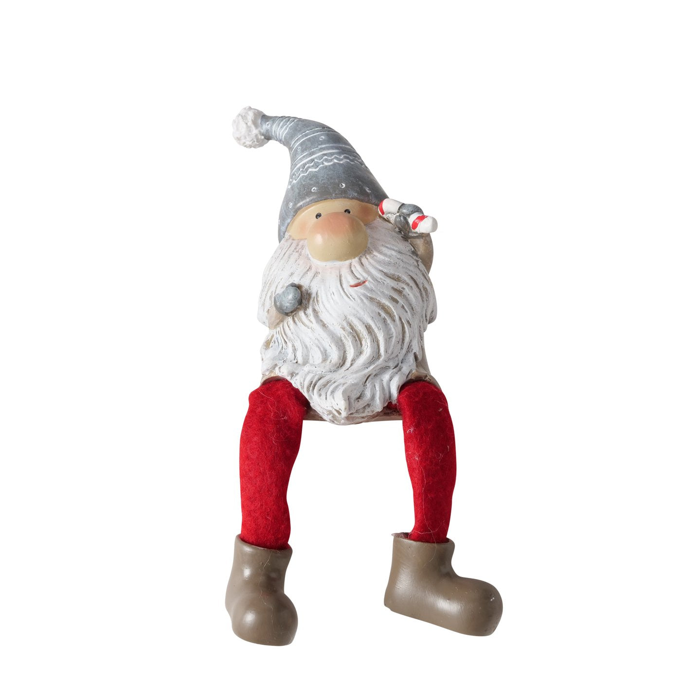 3er Set Kantenhocker Wichtel Fiete – Weihnachtsdeko in Rot und Grau