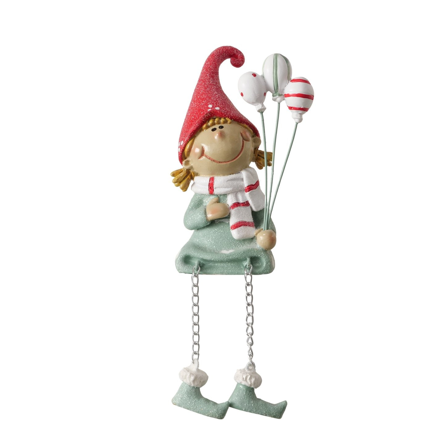 Weihnachtsdeko Kantenhocker Jingle 2er Set Junge & Mädchen mit Luftballons