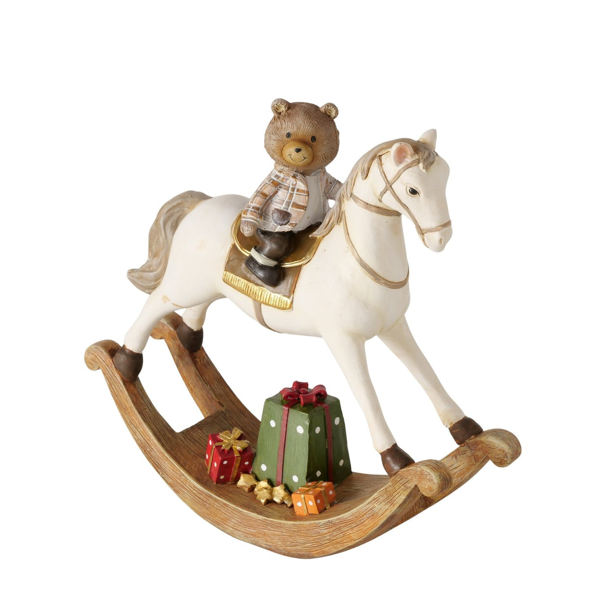 Dekofigur Henry Bär auf Schaukelpferd 2er Set 22 cm