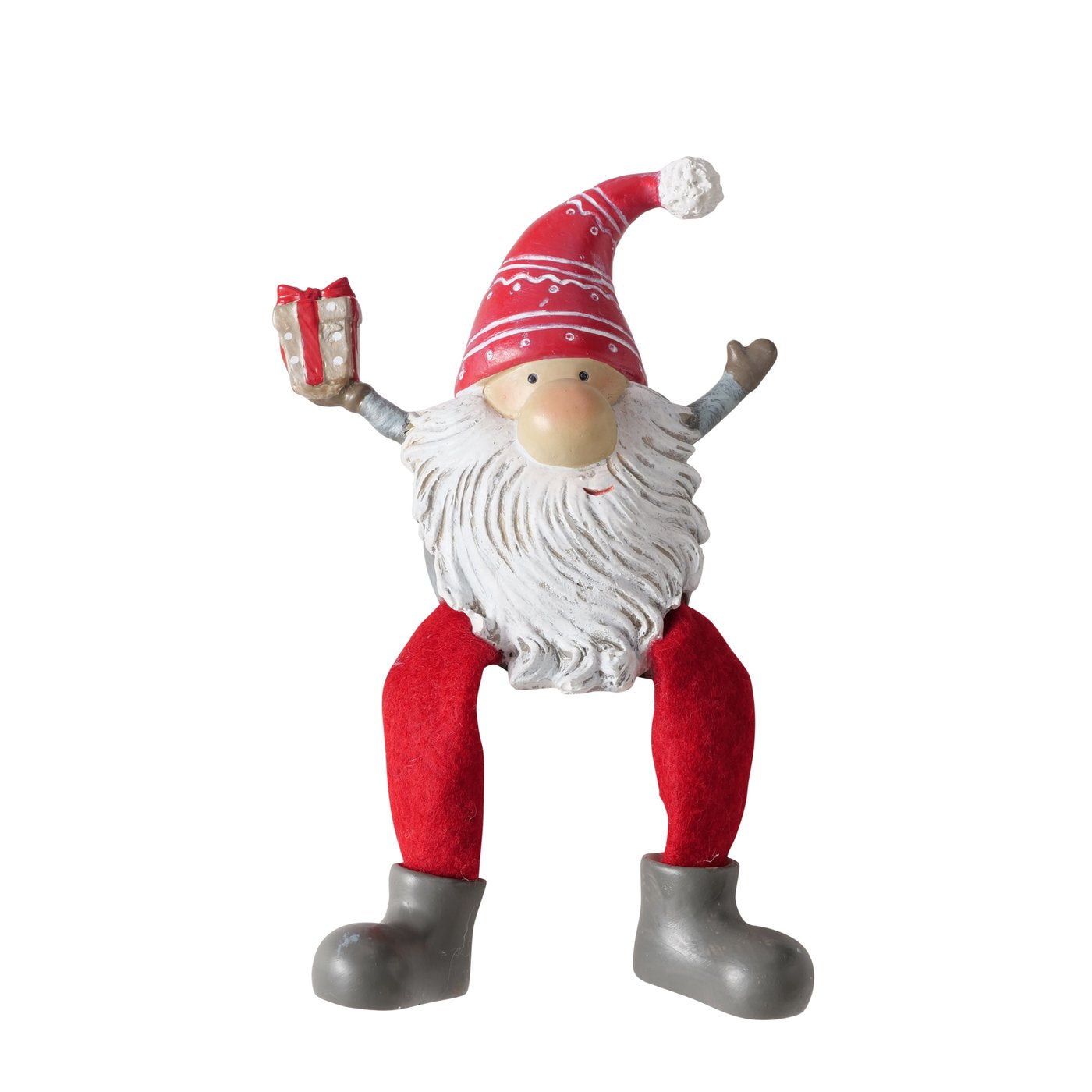 3er Set Kantenhocker Wichtel Fiete – Weihnachtsdeko in Rot und Grau