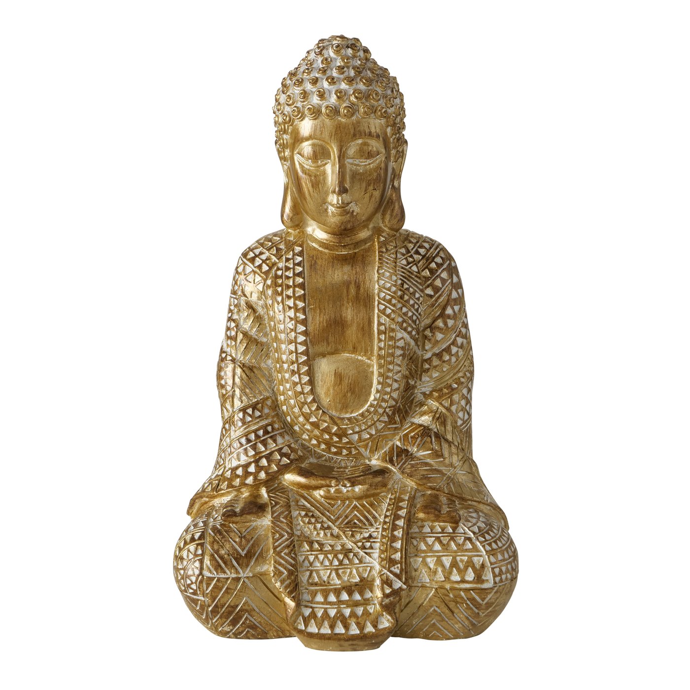3er Set Buddha Figuren Shanti in Gold 18 cm