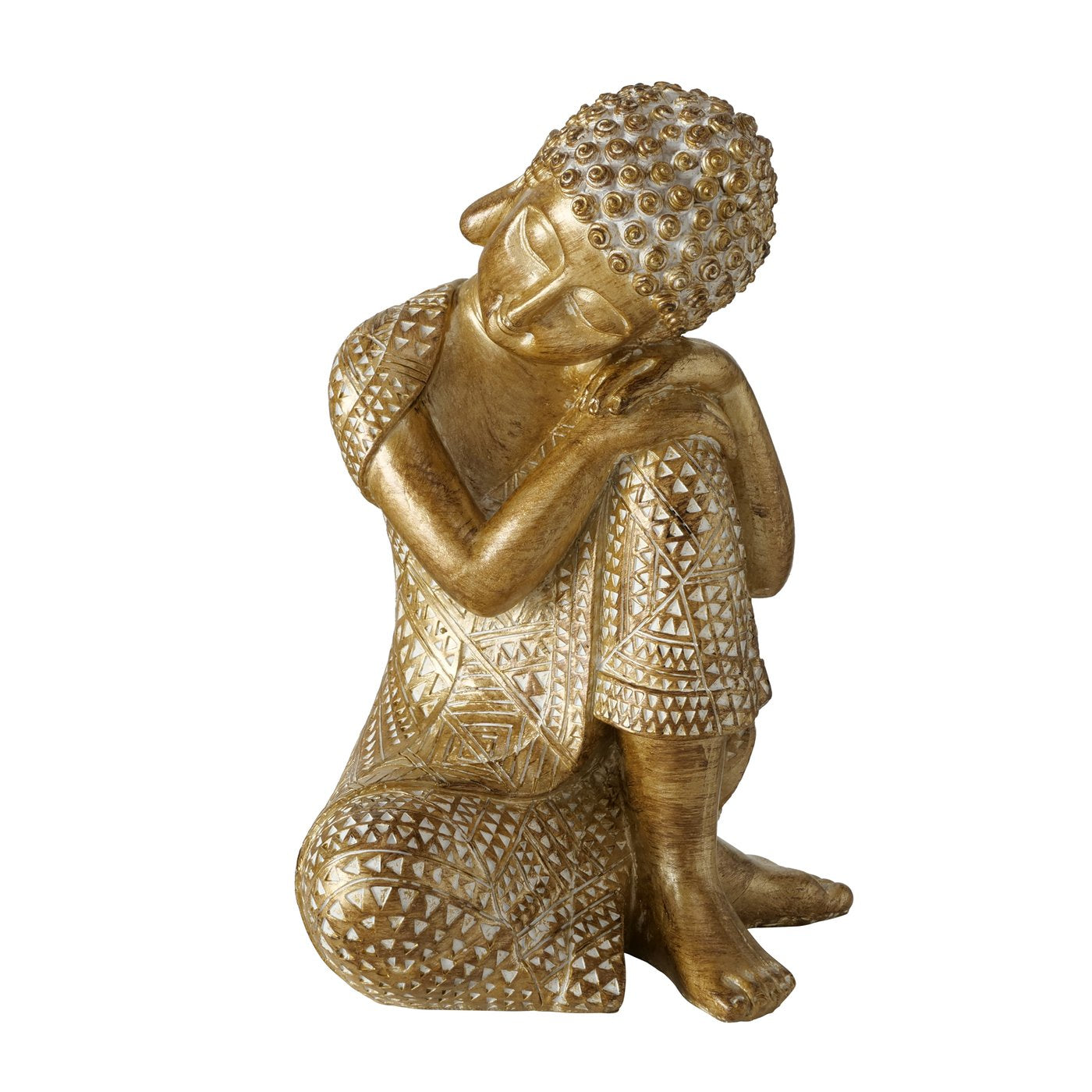 3er Set Buddha Figuren Shanti in Gold 18 cm