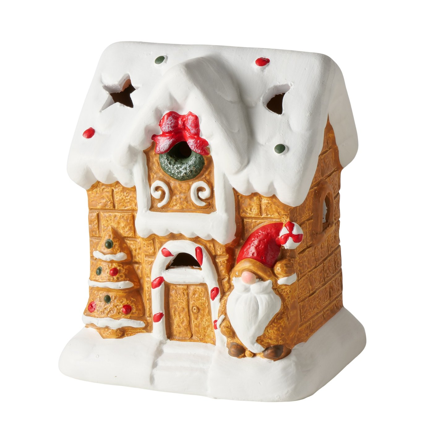 Dekoaufsteller Ginger 2er Set Lebkuchenhaus Mit LED Handbemalt