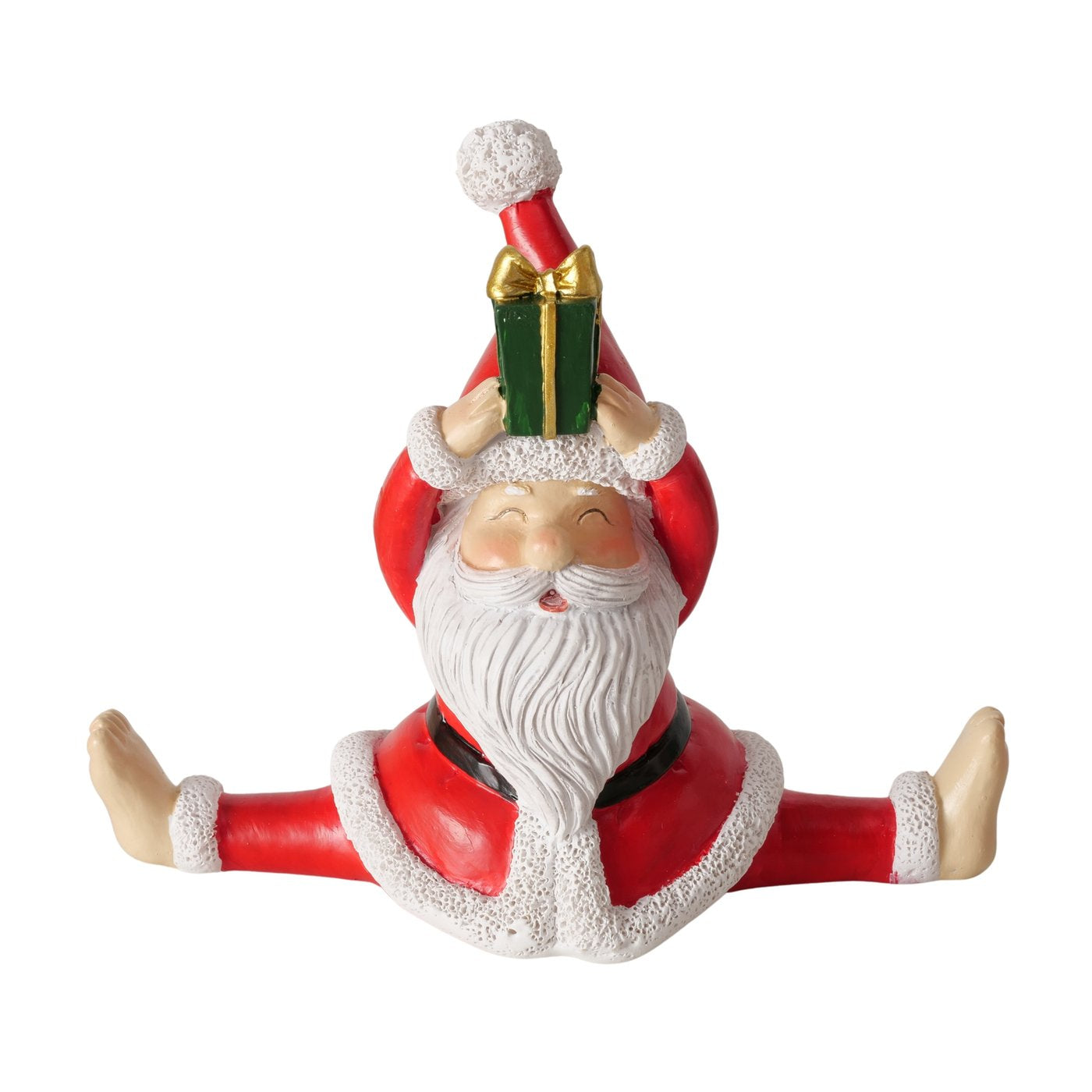 Yoga Santa Weihnachtsmannfigur 3tlg Set Kunstharz Rot Handarbeit Deko