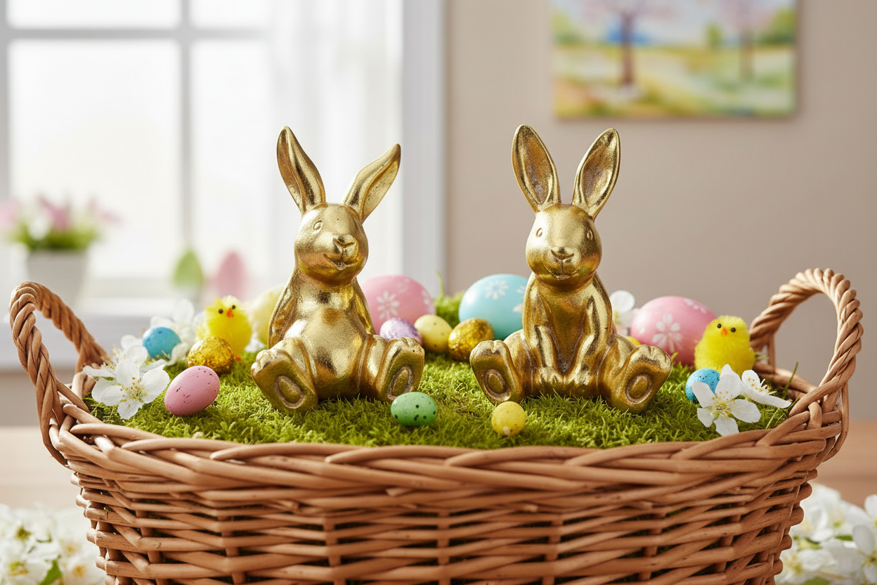 Deko Osterhasen Aurelio Gold sitzend 10cm