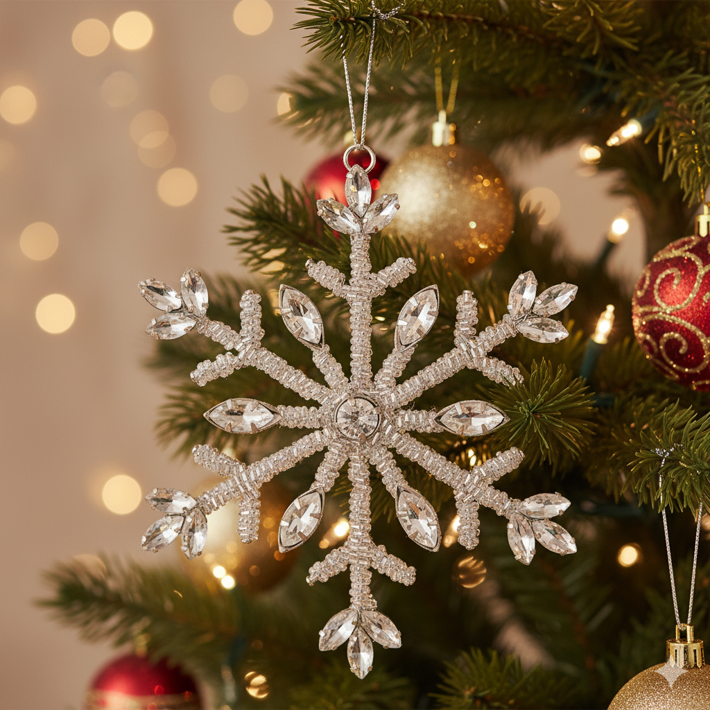 Weihnachtsanhaenger Salju Crystal silber schneeflocke handgefertigt