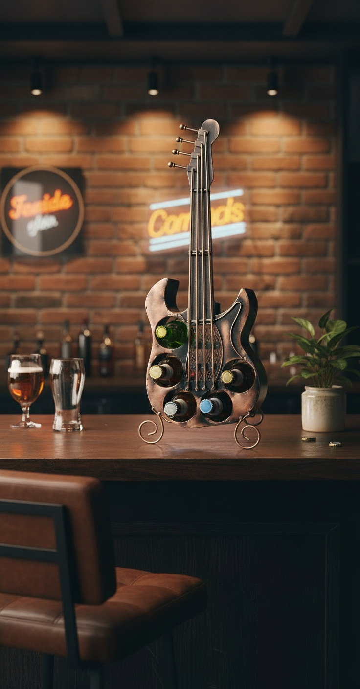 Flaschenregal Gitarre Metall Bronze Kupfer Design