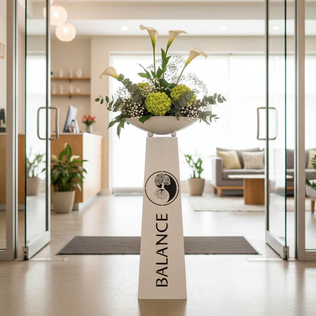 Schalenständer Balance Metall Antikfinish Beige 95cm Dekoobjekt