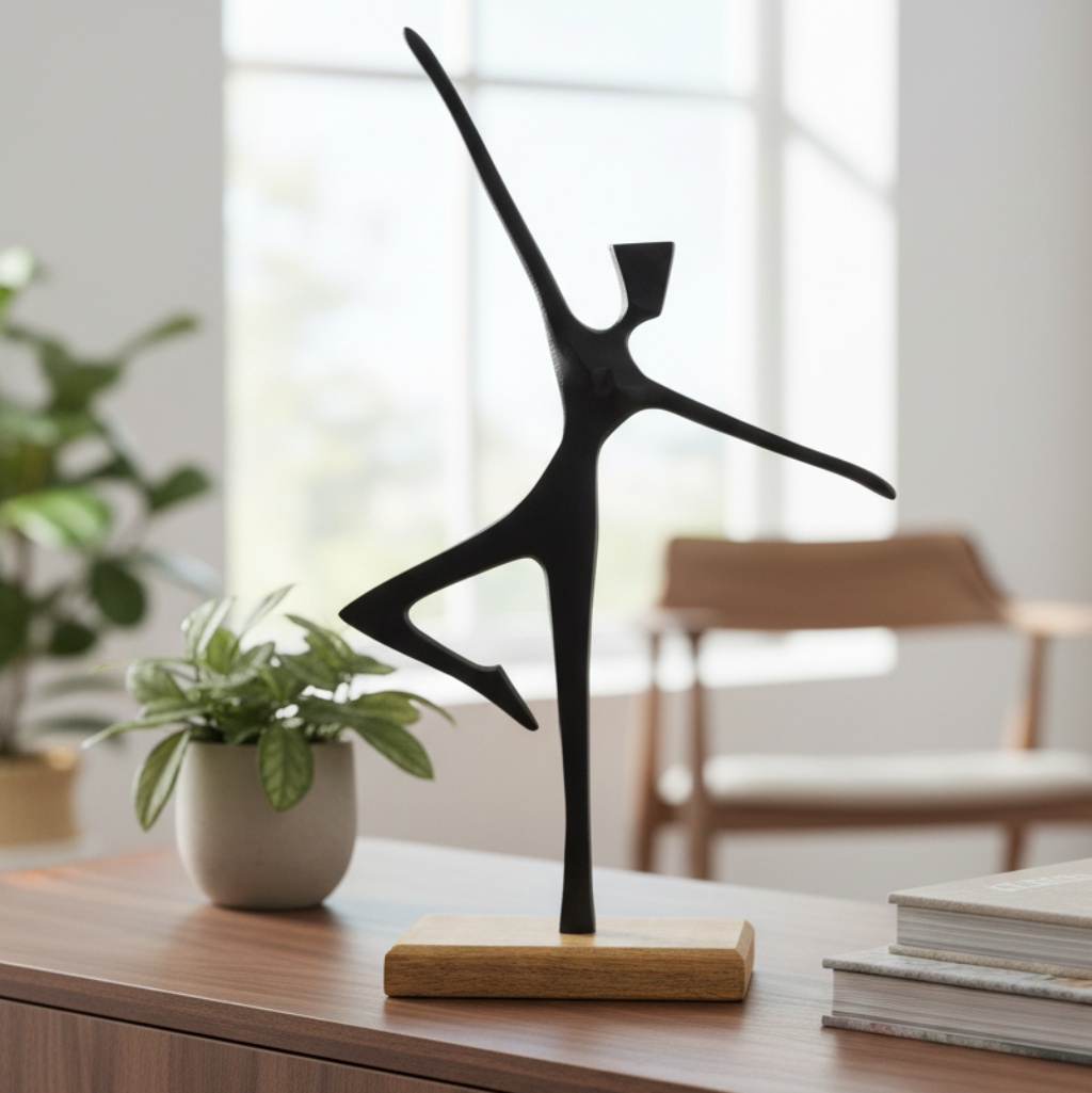 Tanzimpuls – Dynamische Skulptur in Schwarz Höhe 45.5cm