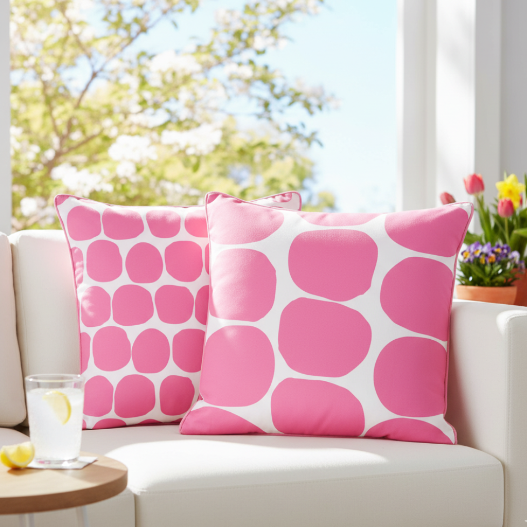 Dekokissen Bliss Geo Pink Weiss 2er Set