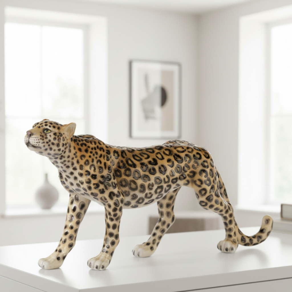 Dekofigur Leopard Savannia handbemalt aus Kunstharz 59cm
