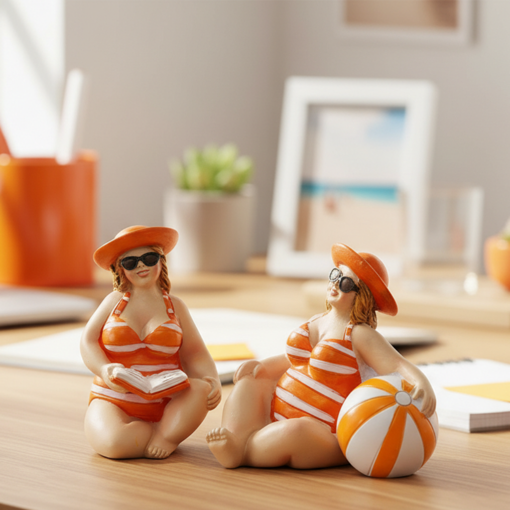 Dekofigur Jodie 2er Set Sommer Damen Handbemalt Orange 5 cm