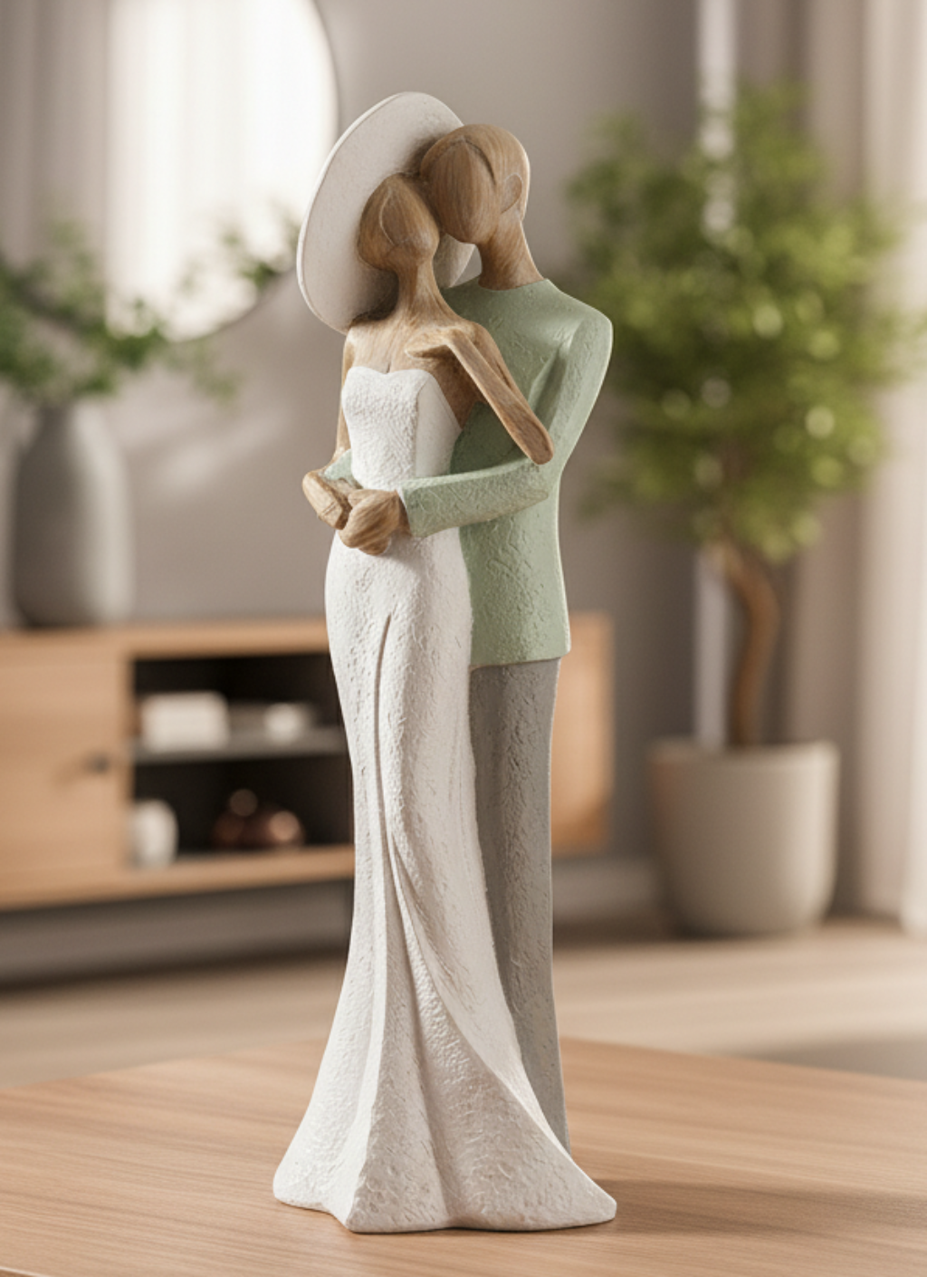 Dekofigur Paar Lady Gentleman Elegant Grün Weiß 31 cm