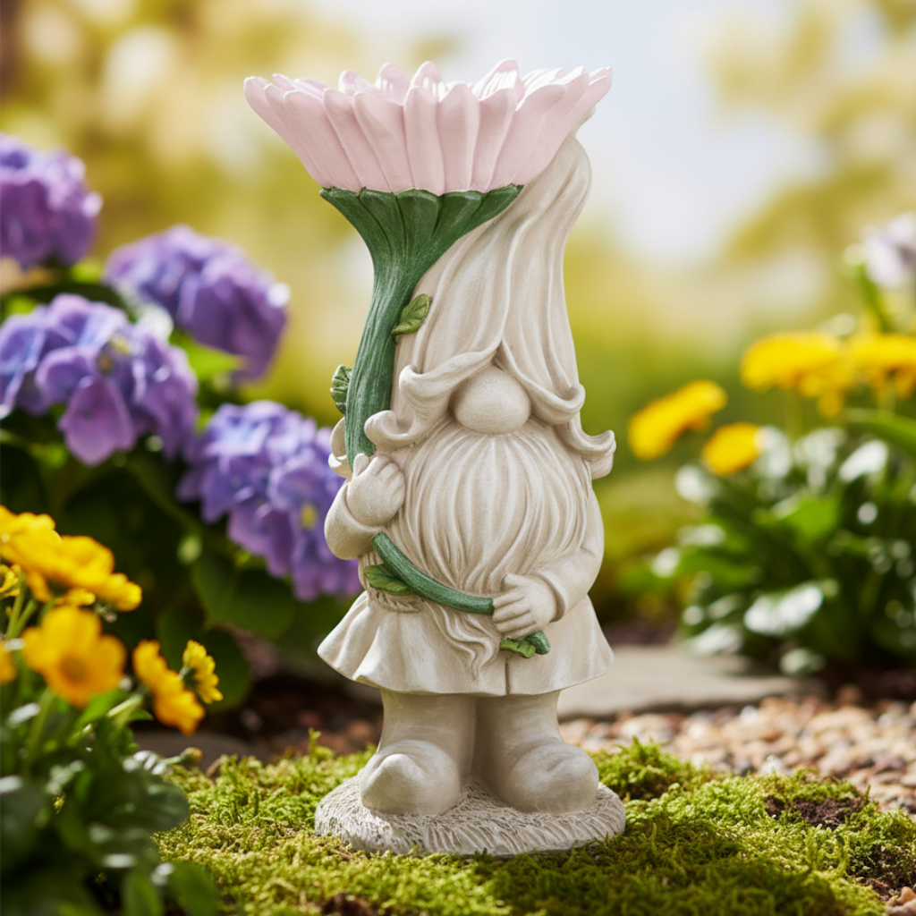 Pedder Blütenzauber Gartenwichtel 39 cm Grau Rosa