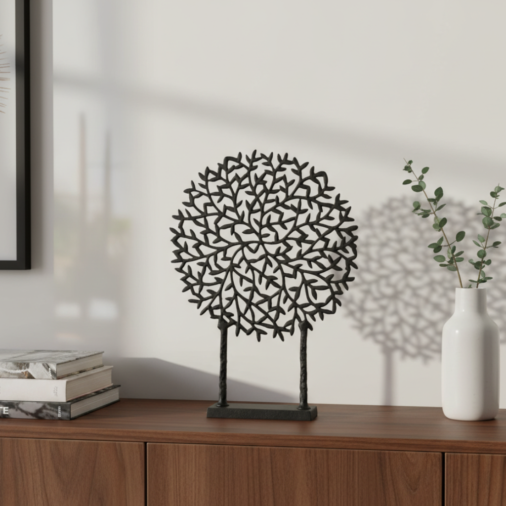 Dekoaufsteller Metall Rund 56 cm Schwarz Matt Philis