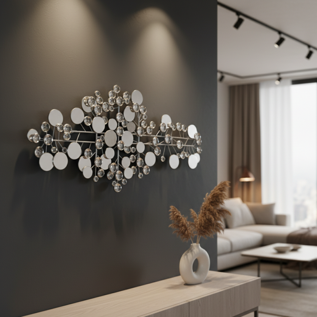 Wandobjekt Silvaris Circle silber abstrakt handgefertigt