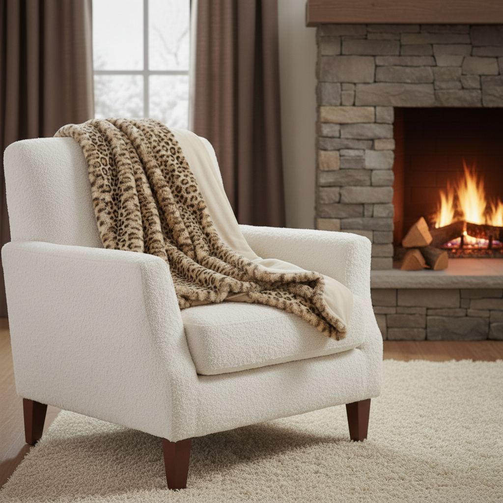 Kuscheldecke Savanna Leopardenmuster 200x150cm Plüschoptik