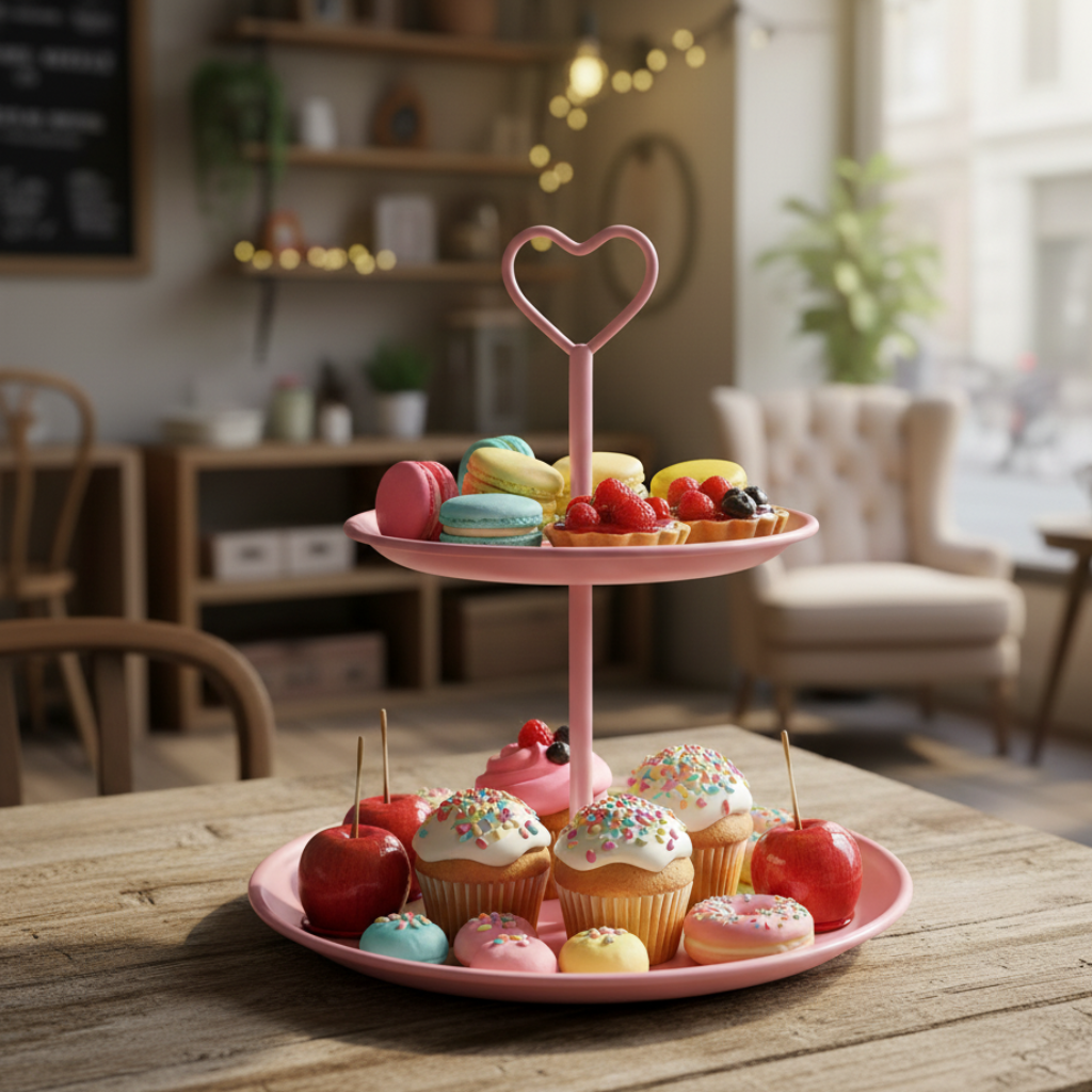 Rosy Heart Etagere Zweistufig Rosegold