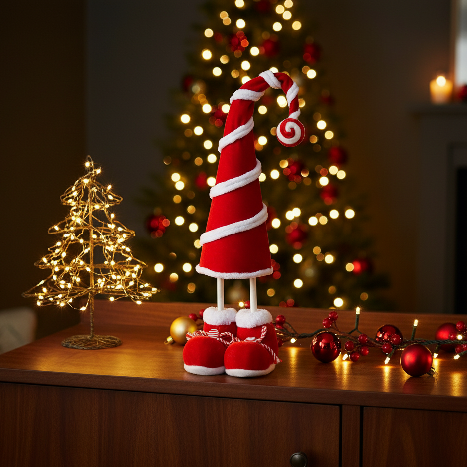 Dekoaufsteller Santino Weihnachtsfigur rot weiß gestreift 42cm