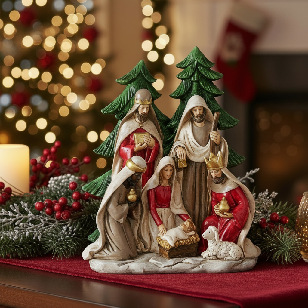 Krippe Bethanio Weihnachtsdeko Handbemalt Kunstharz Figur